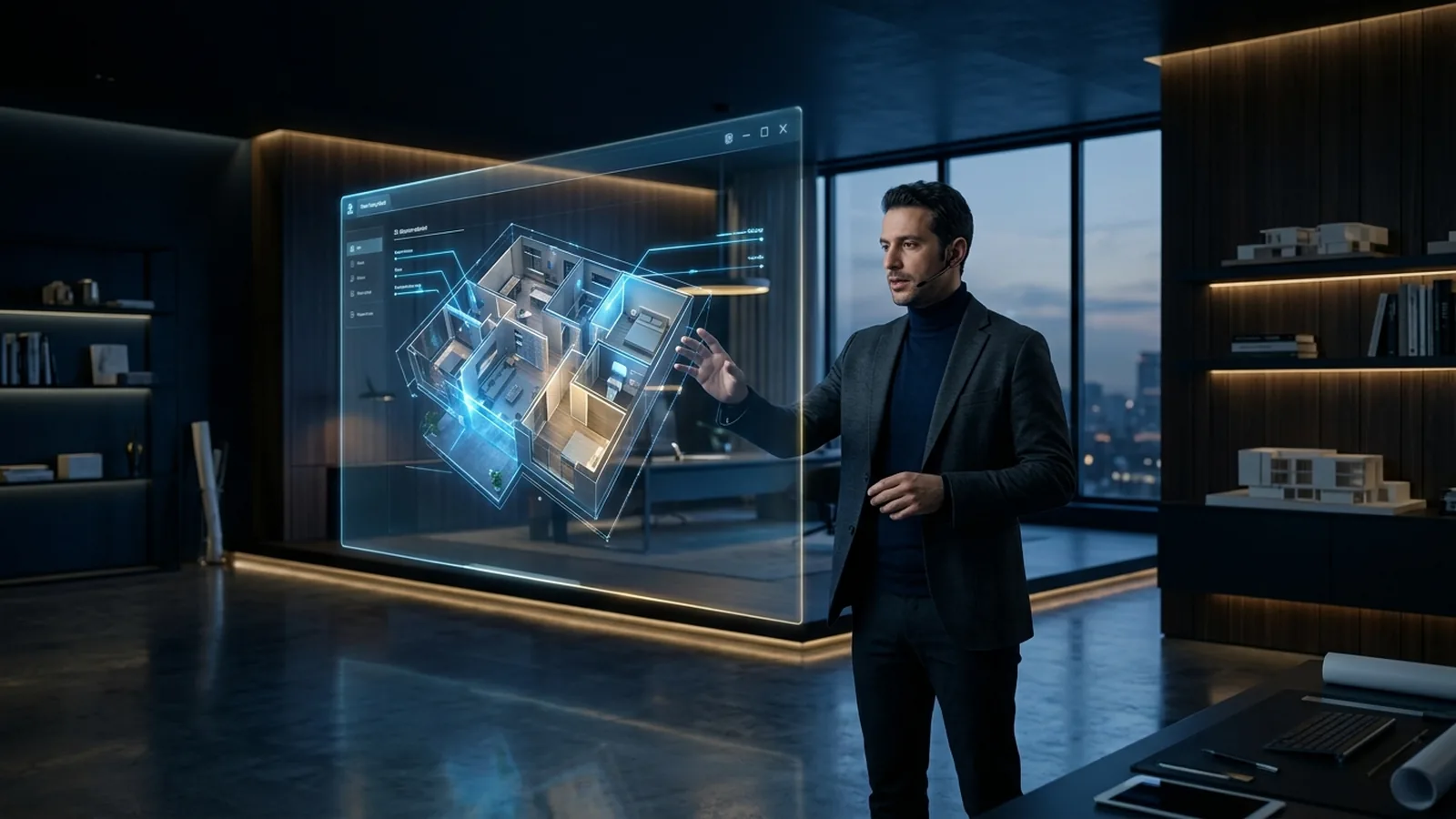 Architect using AI design workspace